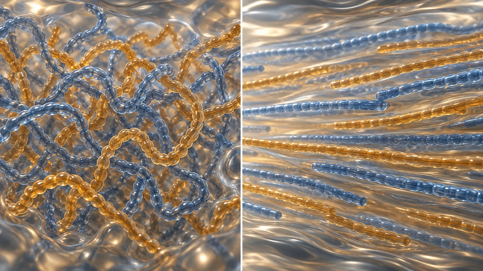 Difference in melt state between a general crystalline resin and LCP