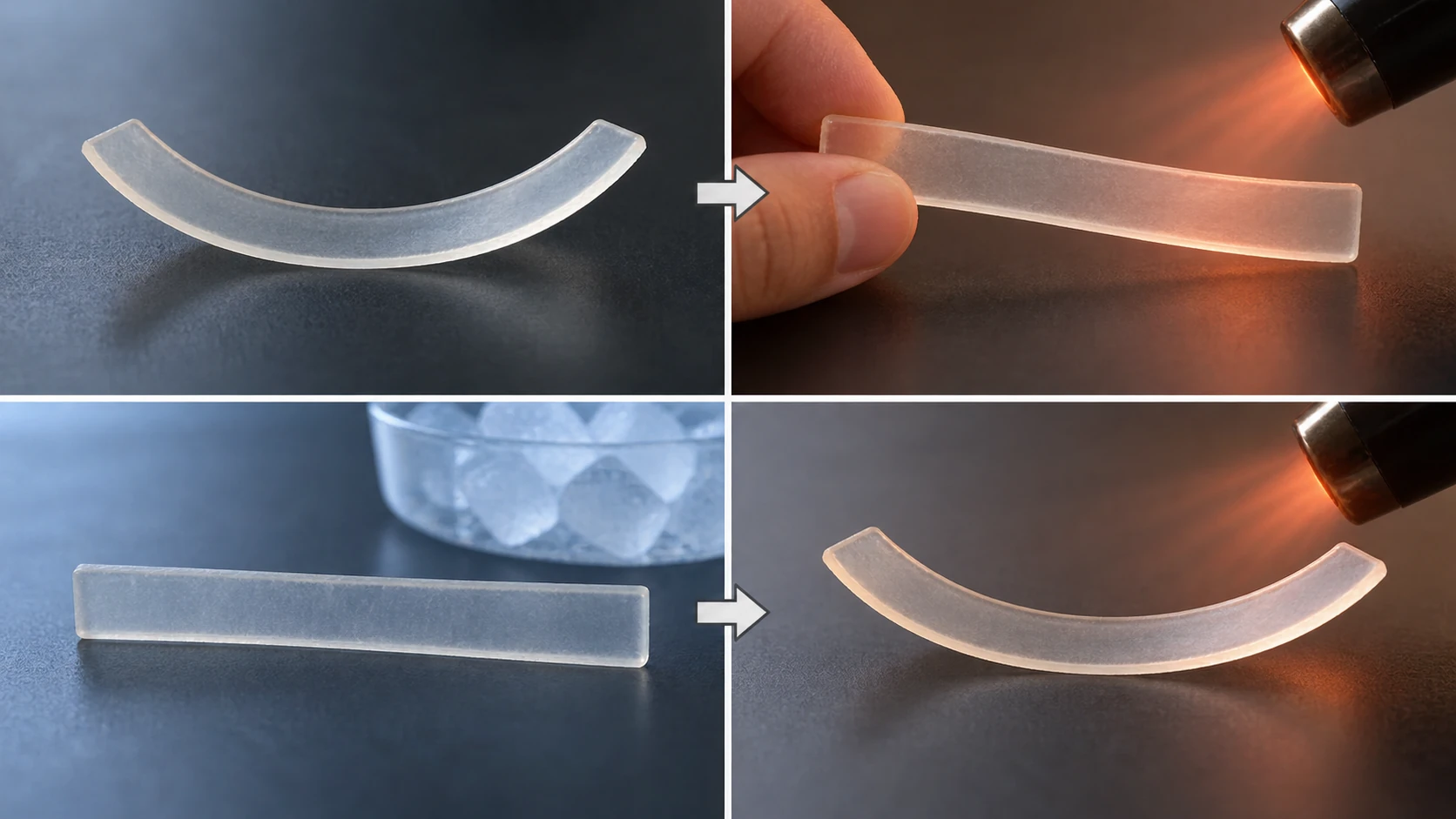 Working cycle of a shape-memory polymer